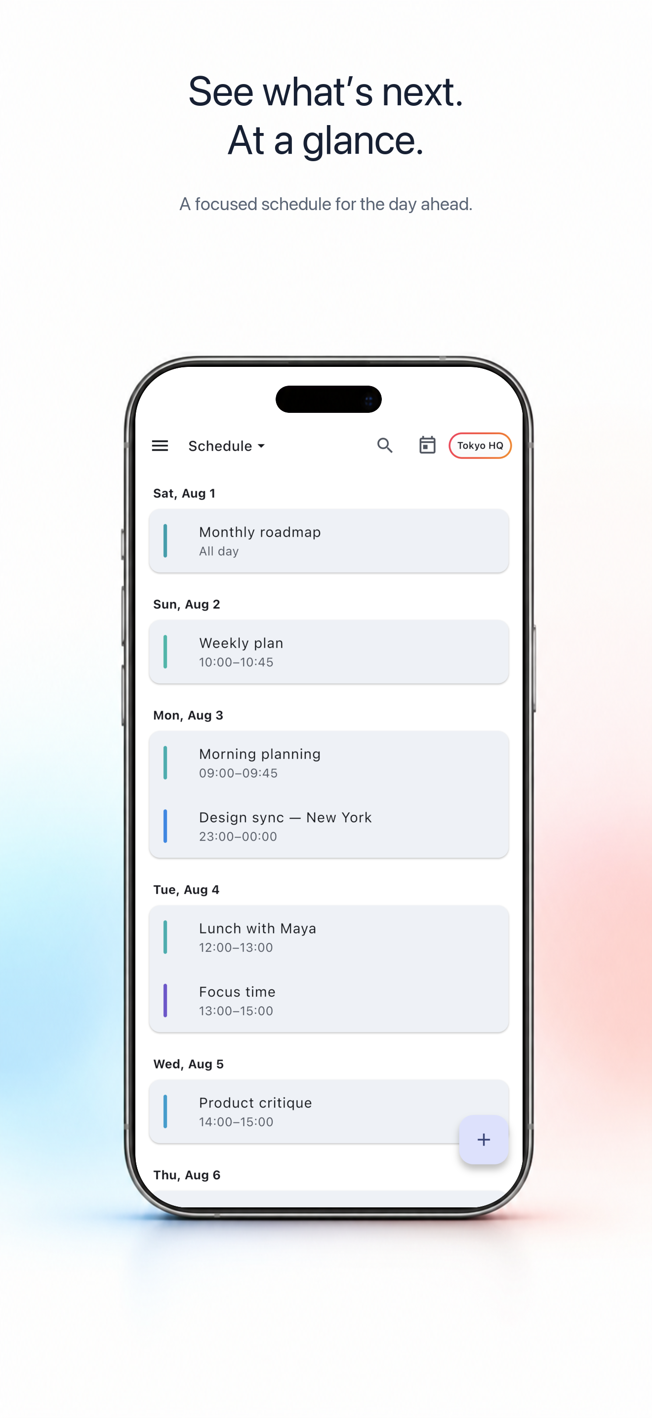 Schedule view on iPhone